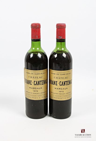 null 2 bottles Château BRANE CANTENAC Margaux GCC 1972
	And. barely stained. N: ht/mi...