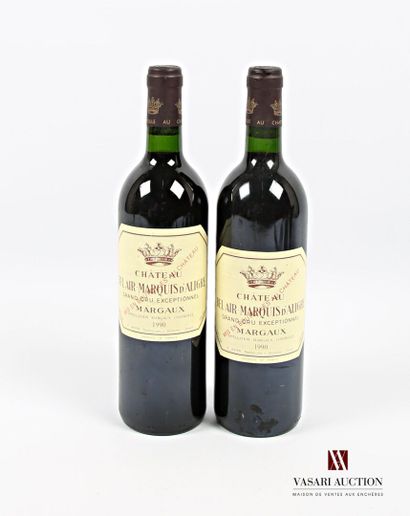 null 2 bottles Château BEL AIR MARQUIS D'ALIGRE Margaux 1990
	And. hardly stained....