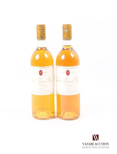 null 2 bouteilles	Château ROMER DU HAYOT	Sauternes CC	1989
	Et.: 1 un peu tachée,...