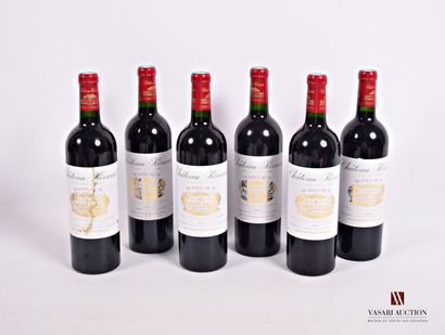 null 6 Bottles Château KIRWAN Margaux GCC 2004
	Et.: 5 slightly stained, 1 stained....