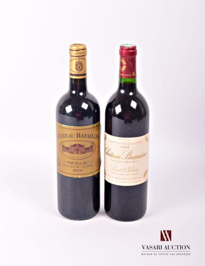 null Lot de 2 bouteilles comprenant :		
1 bouteille	Château BATAILLEY	Pauillac GCC	2010
1...