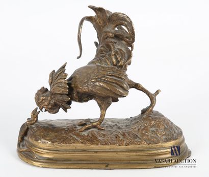 null PAUTROT Ferdinand (1832-1874), after
Rooster and lizard 
Bronze with medal patina
Trace...