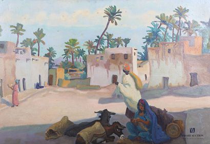 null TUDURI Geneviève (1895-?)
Life in the oasis
Oil on cardboard
Signed lower left
(warping)
51,5...