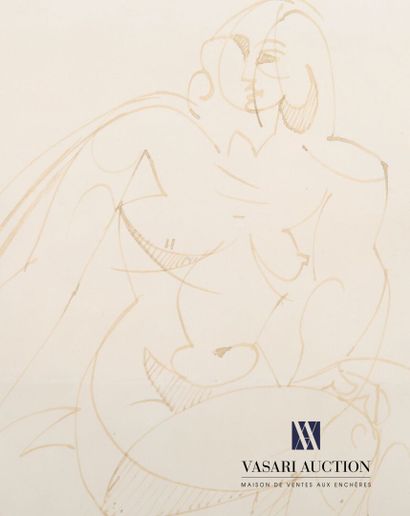 null André LHOTE (1885-1962)
Nu assis au drapé, 1951
Encre signé et daté en bas à...