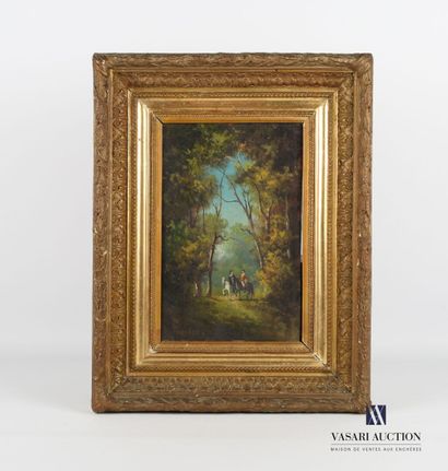 null French school of the 19th century 
Gallant scene with horsemen
Oil on panel...