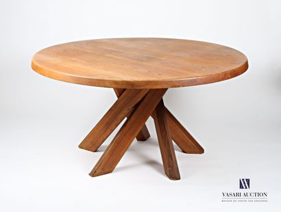 null CHAPO Pierre (1927-1987) 
Table in elm model T21, the tray of round form rests...