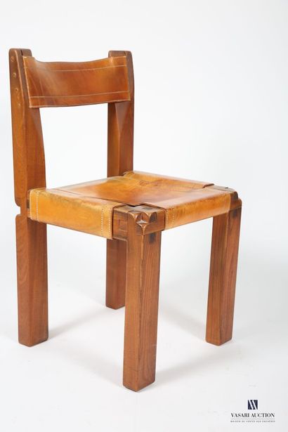 null CHAPO Pierre (1927-1987)
Elm chair model S11, seat and back in fawn leather
Circa...
