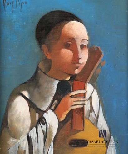 null RUIZ PIPO Manolo (1929-1999)
Jeune Pierrot à la guitare 
Huile sur isorel
Signé...