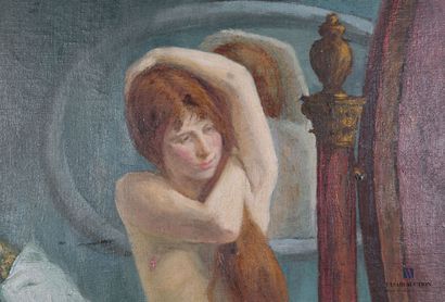 null ROBERTY André-Félix (1877-1963) 
Femme aux miroirs 
Huile sur toile 
Signée...