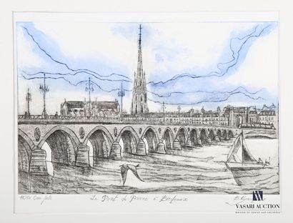 null GAULTIER Bertrand (born in 1951)
The stone bridge in Bordeaux
Etching
Numbered...