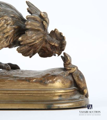 null PAUTROT Ferdinand (1832-1874), after
Rooster and lizard 
Bronze with medal patina
Trace...