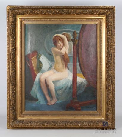 null ROBERTY André-Félix (1877-1963) 
Femme aux miroirs 
Huile sur toile 
Signée...