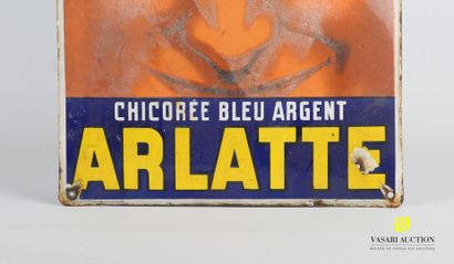 null BELLENGER 
Plaque publicitaire en tôle émaillée "ARLATTE - Chicorée Bleu Argent"...