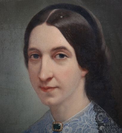 null École française fin XIXème siècle 
Portrait de femme en deuil
Huile sur toile
55...