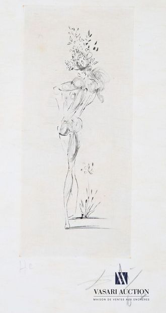 null DALI Salvador (1904-1989)
Forme anthropomorphe fleurie
Gravure
Annotée HC, signée...