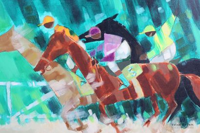 null CLERRY (XXth century)
The jockeys 
Oil on canvas
Signed lower left 
54 x 73...