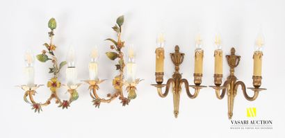 Lot including a pair of gilded metal sconces...