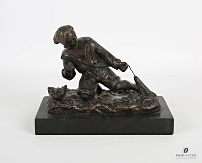 null Subject in regula representing a young fisherman hauling a net.
It rests on...