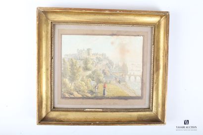 null Lot including a landscape charcoal signed in lower left (33,5 x 44,5 cm), a...