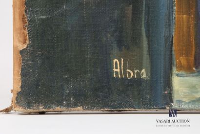 null ALBRA (XXth century)
The umbrellas 
Oil on canvas
Signed lower left 
54 x 65...