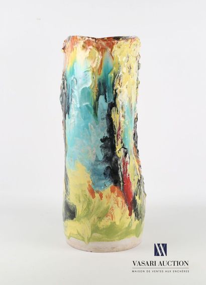 null CIAVAROLONI Nicola (1911-2003) 
Vase en céramique à patine polychrome, la panse...