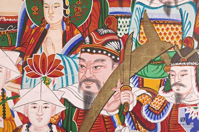 null 20th century Korean school
Shamanist and Buddhist Pantheon 
Oil on canvas
(wear,...