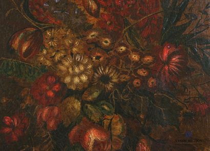 null Modern school
Still Life with Flowers and a Bunch of Grapes
Oil on canvas 
(a...