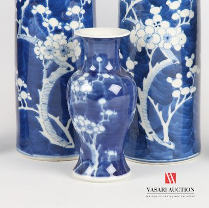 null Lot including a pair of porcelain covered vases of baluster form with cherry...