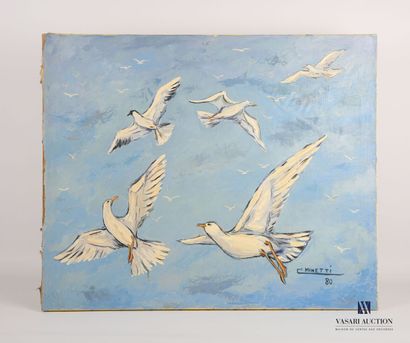 null MINETTI Ch. (XXth century)
The seagulls
Oil on canvas
Signed and dated 80 lower...