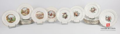 null SAINT AMAND Manufacture of 
Suite of twelve dessert plates with polychrome printed...