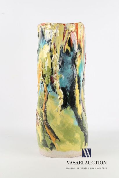 null CIAVAROLONI Nicola (1911-2003) 
Ceramic vase with polychrome patina, the swollen...