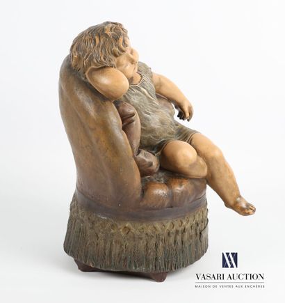 null DE RANIERI Aristide (1865-1954) after
The sleeping child
Terracotta with polychrome...