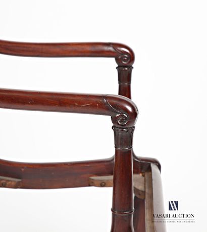 null Frame in molded and carved natural wood, the back arched and slightly curved,...