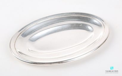 null Suite of five silver plated metal dishes of oblong form, the edge hemmed with...