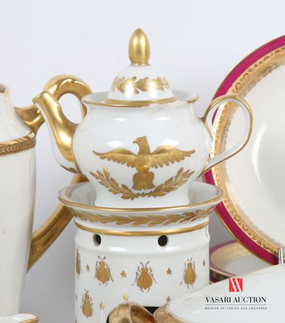 null LIMOGES
Two parts of services in white porcelain, the border hemmed with a red...