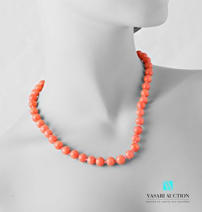 Coral root bamboo beads necklace, steel clasp.
Length...