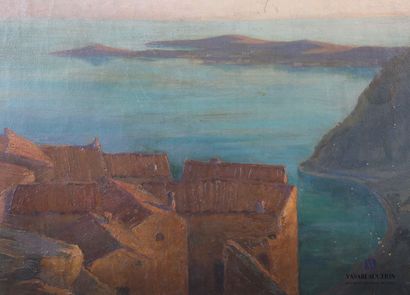 null DOILLON-TOULOUSE Madeleine (1889-1967)
View of the roofs in the bay 
Oil on...