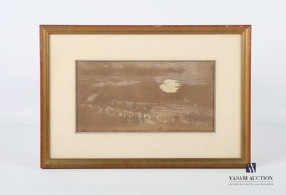 null Landscape 
Mixed media on brown paper
Signed lower right 
(small stains)
13,8...