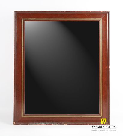 null Rectangular mirror made of veneer wood decorated with a triple frieze of fillets...