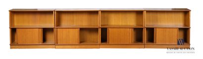 null Suite of four modules in oak veneered chipboard, each module opens with two...