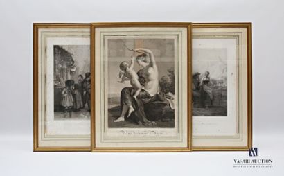 null Lot of three framed engravings including: 
- Venus disarming Love (Sight size...