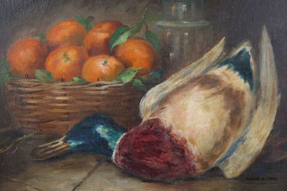 null GARDEL (End of XIXth century)
Still life with mallard and clementines
Oil on...