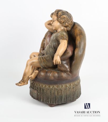 null DE RANIERI Aristide (1865-1954) after
The sleeping child
Terracotta with polychrome...