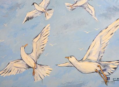 null MINETTI Ch. (XXth century)
The seagulls
Oil on canvas
Signed and dated 80 lower...