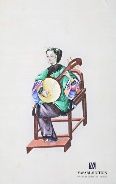 null CHINA 20th century
Two gouaches on rice paper featuring female musicians.
(some...