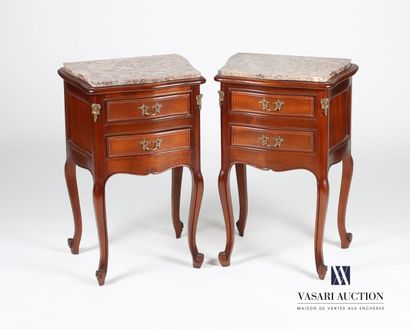 Pair of bedside tables in molded and carved...