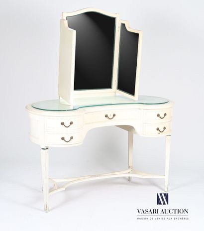 Dressing table in molded wood and white lacquered...