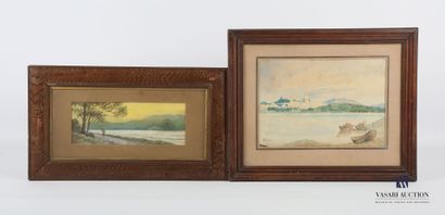 null Lot including two framed pieces:
- LEFRANC Henriette (XXth century) - View of...