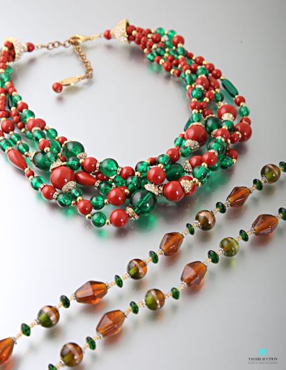 null Lot including a long necklace and a necklace made up of stones of colors imaginations...
