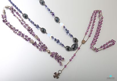 null Lot of fancy jewelry in purple tones including a necklace, a necklace and a...